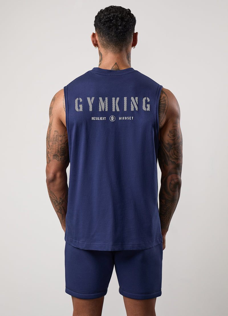 Gym King Resilient Mindset Tank - Oxford Blue