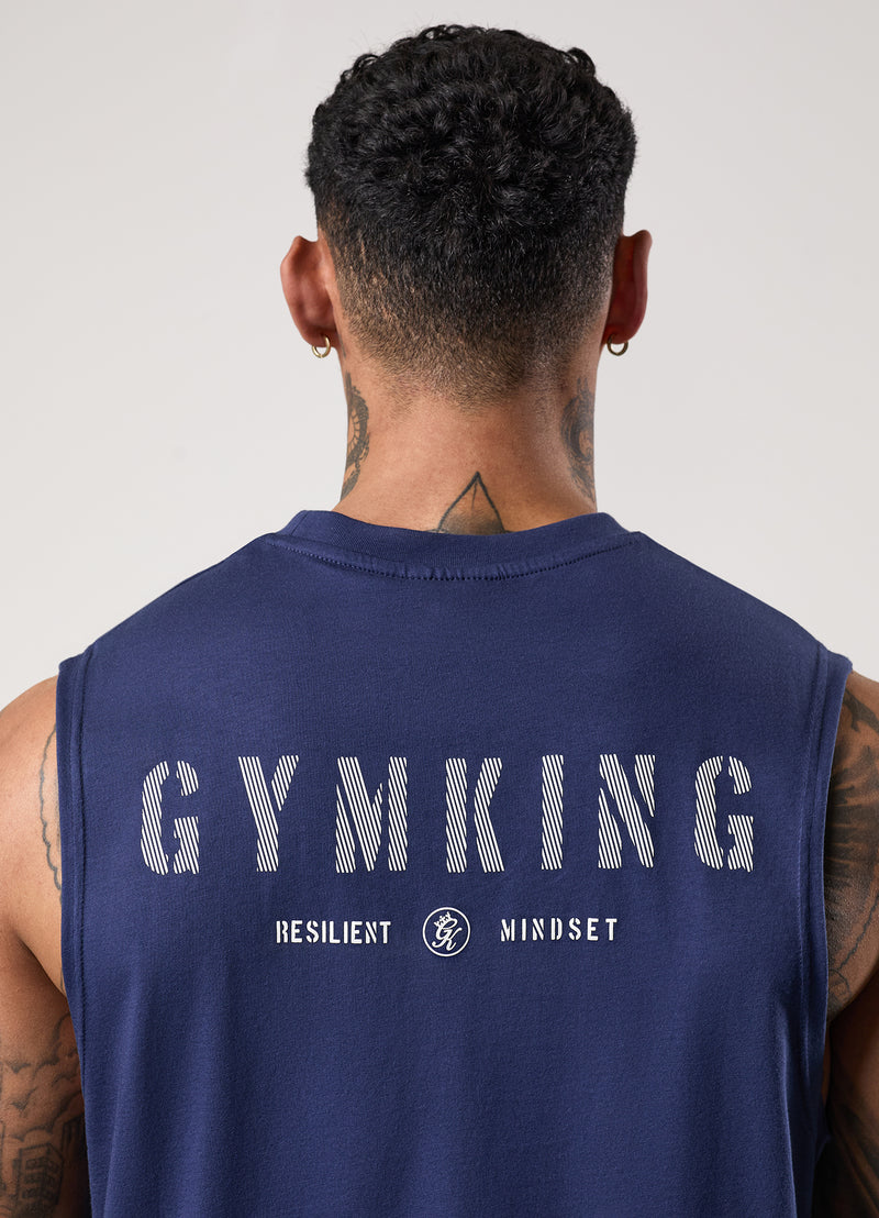 Gym King Resilient Mindset Tank - Oxford Blue