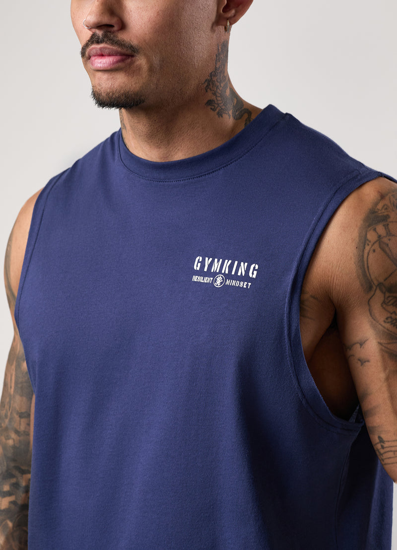 Gym King Resilient Mindset Tank - Oxford Blue