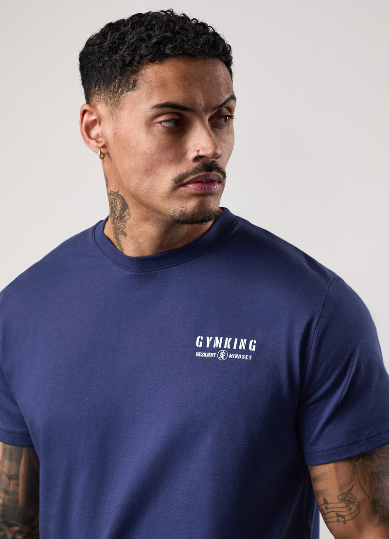 Gym King Resilient Mindset Tee - Oxford Blue