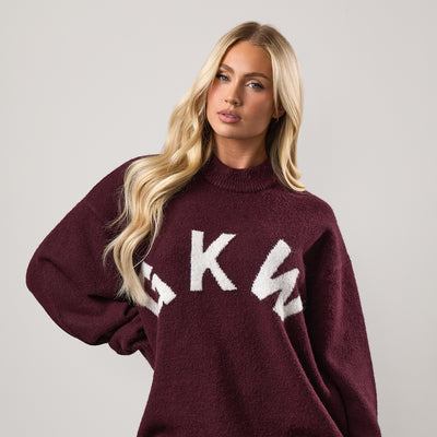 Gym King Restore Knit Crew - Fig/Cream
