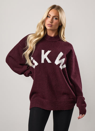 Gym King Restore Knit Crew - Burgundy/Cream