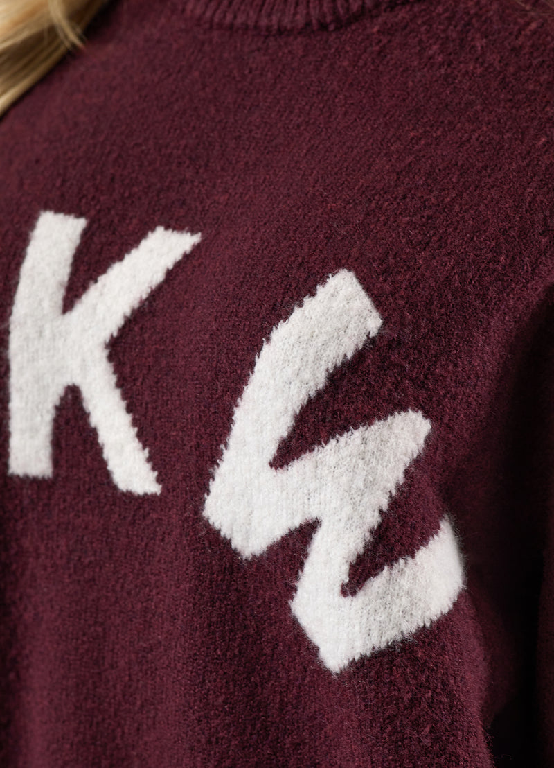 Gym King Restore Knit Crew - Fig/Cream