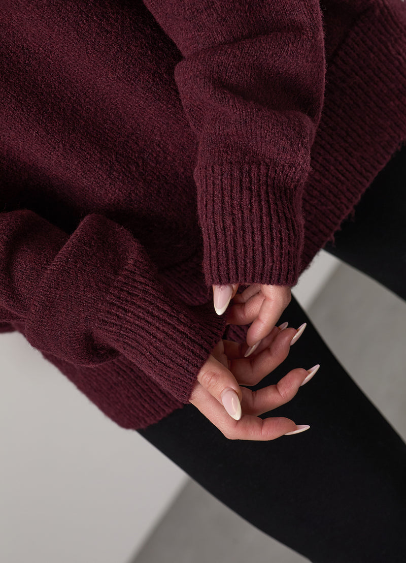 Gym King Restore Knit Crew - Burgundy/Cream