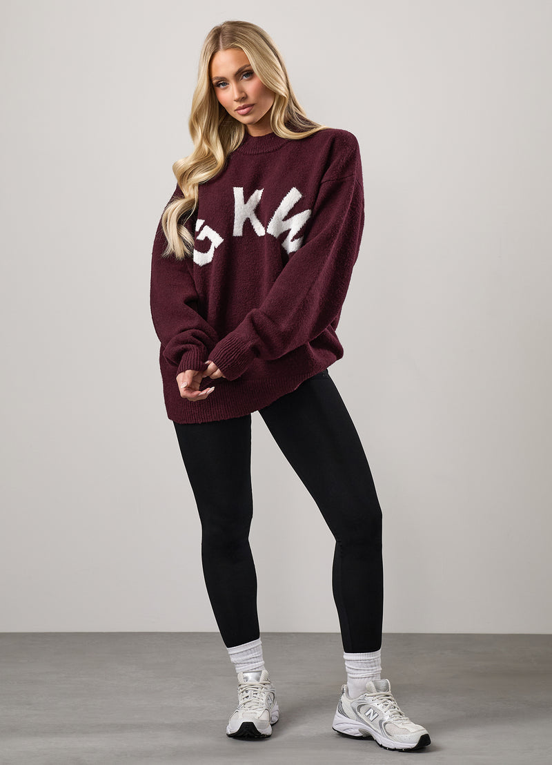 Gym King Restore Knit Crew - Burgundy/Cream