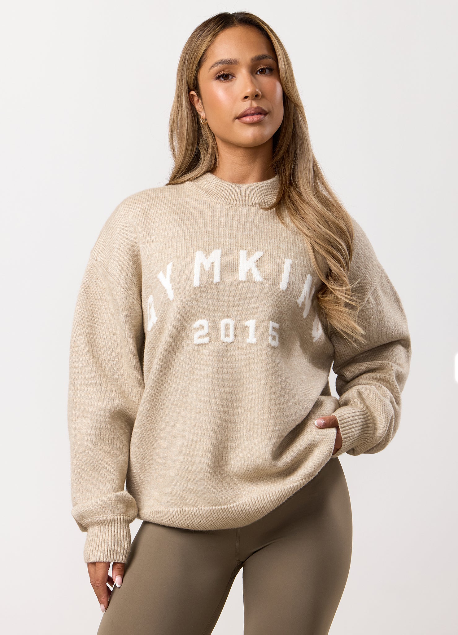 Gym King Restore Knit Crew - Beige
