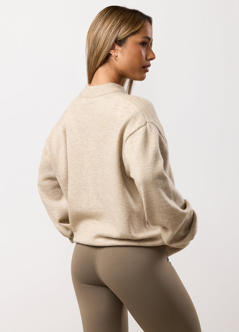 Gym King Restore Knit Crew - Beige