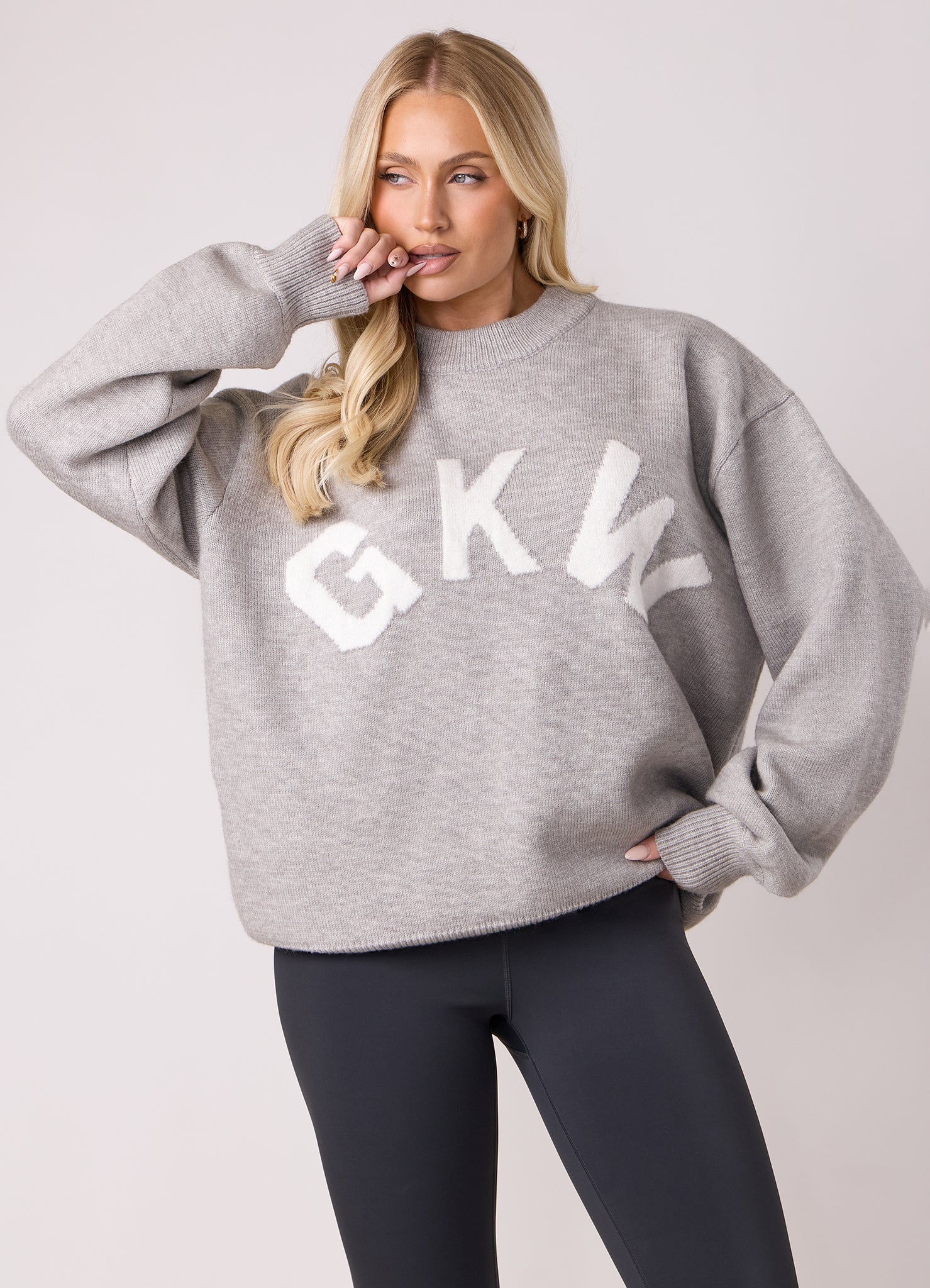 Gym King Restore Knit Crew - Light Grey Marl
