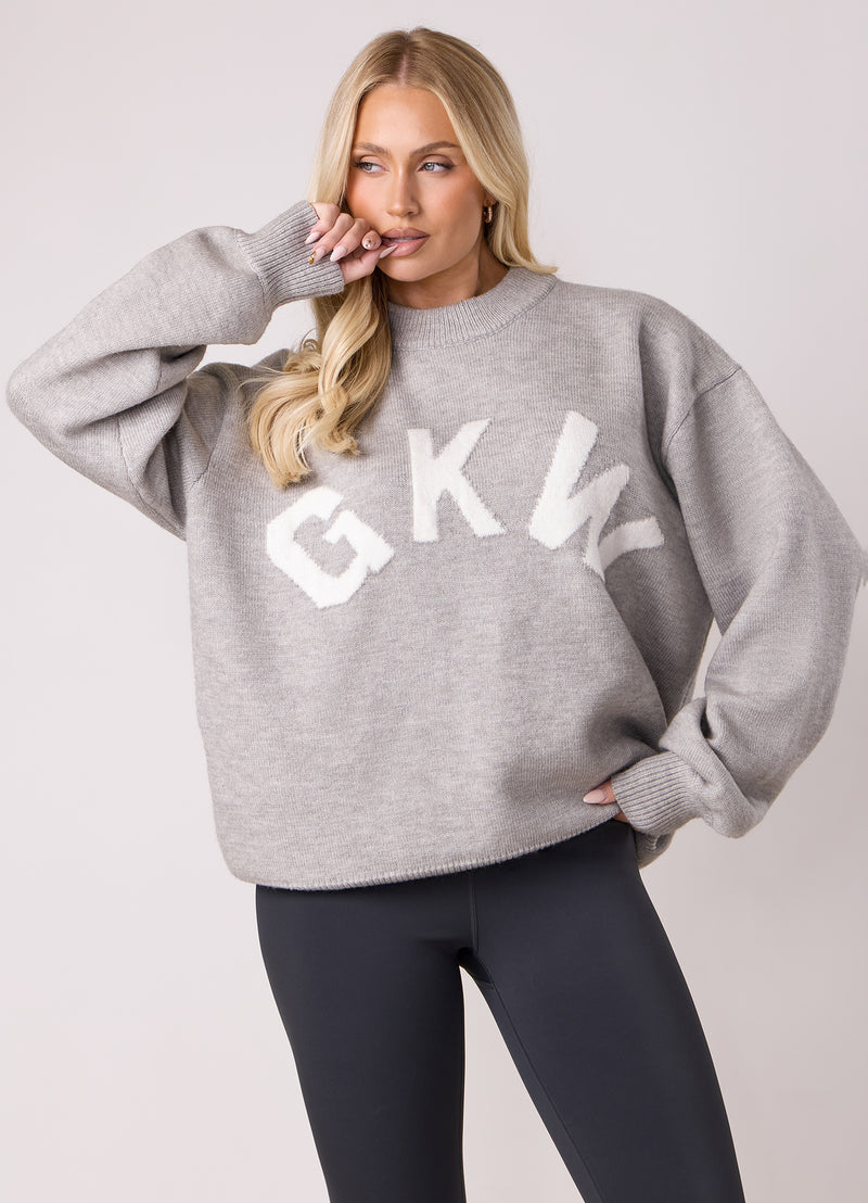 Gym King Restore Knit Crew - Light Grey Marl