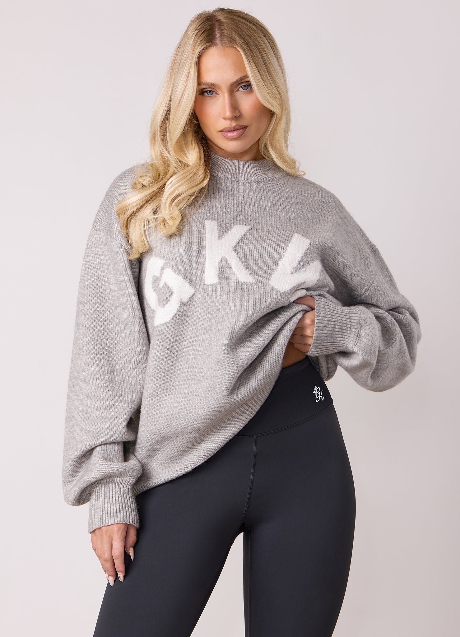 Gym King Restore Knit Crew - Light Grey Marl