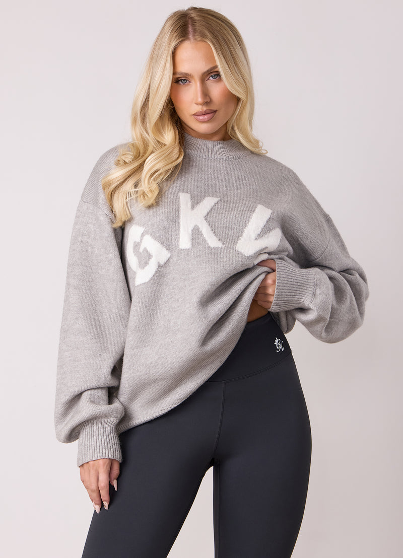 Gym King Restore Knit Crew - Light Grey Marl