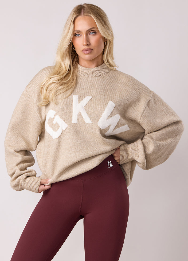 Gym King Restore Knit Crew - Oatmeal Marl