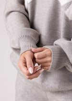 Gym King Restore Knit Crew Knitted Set - Light Grey Marl