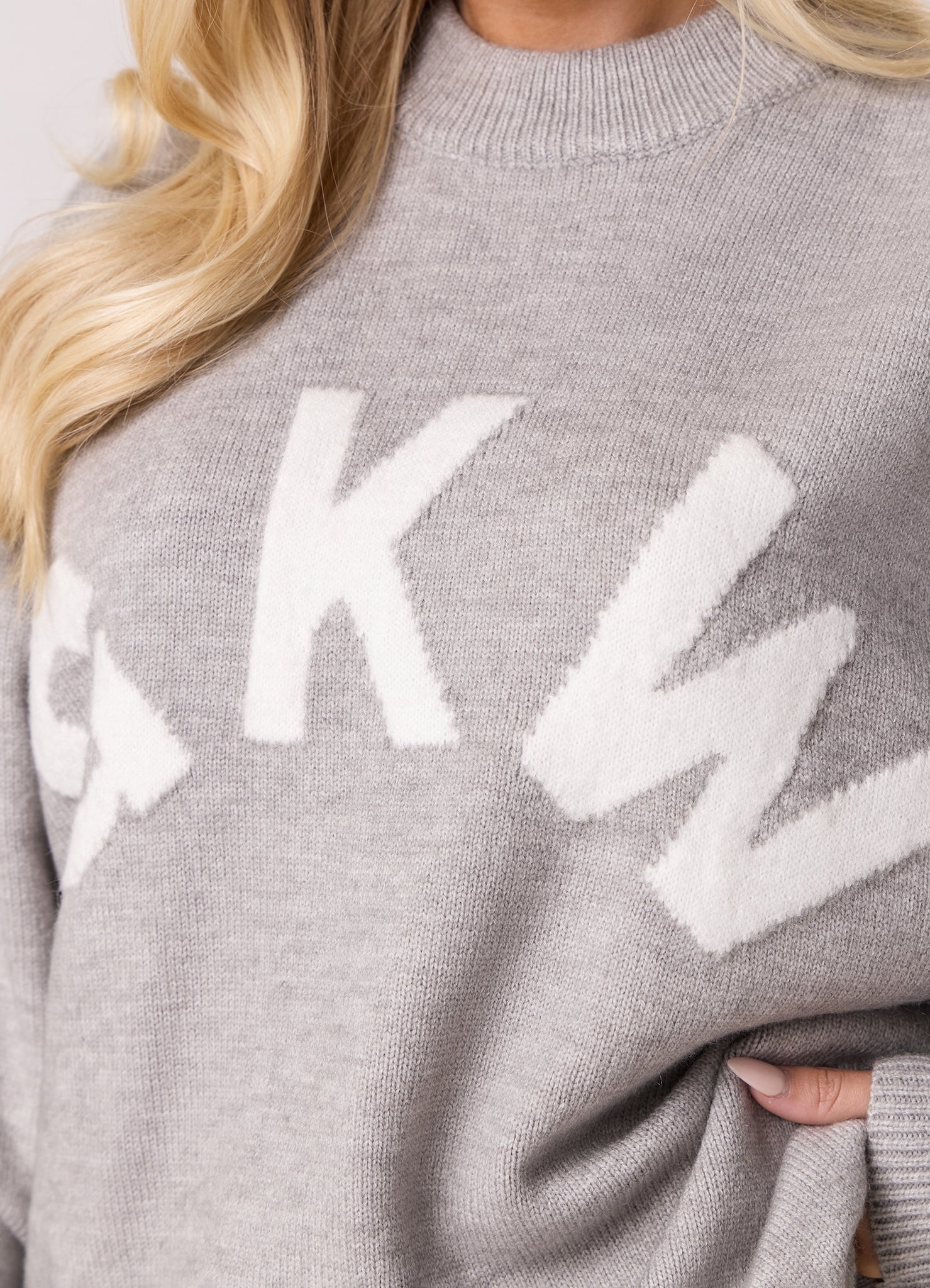 Gym King Restore Knit Crew Knitted Set - Light Grey Marl