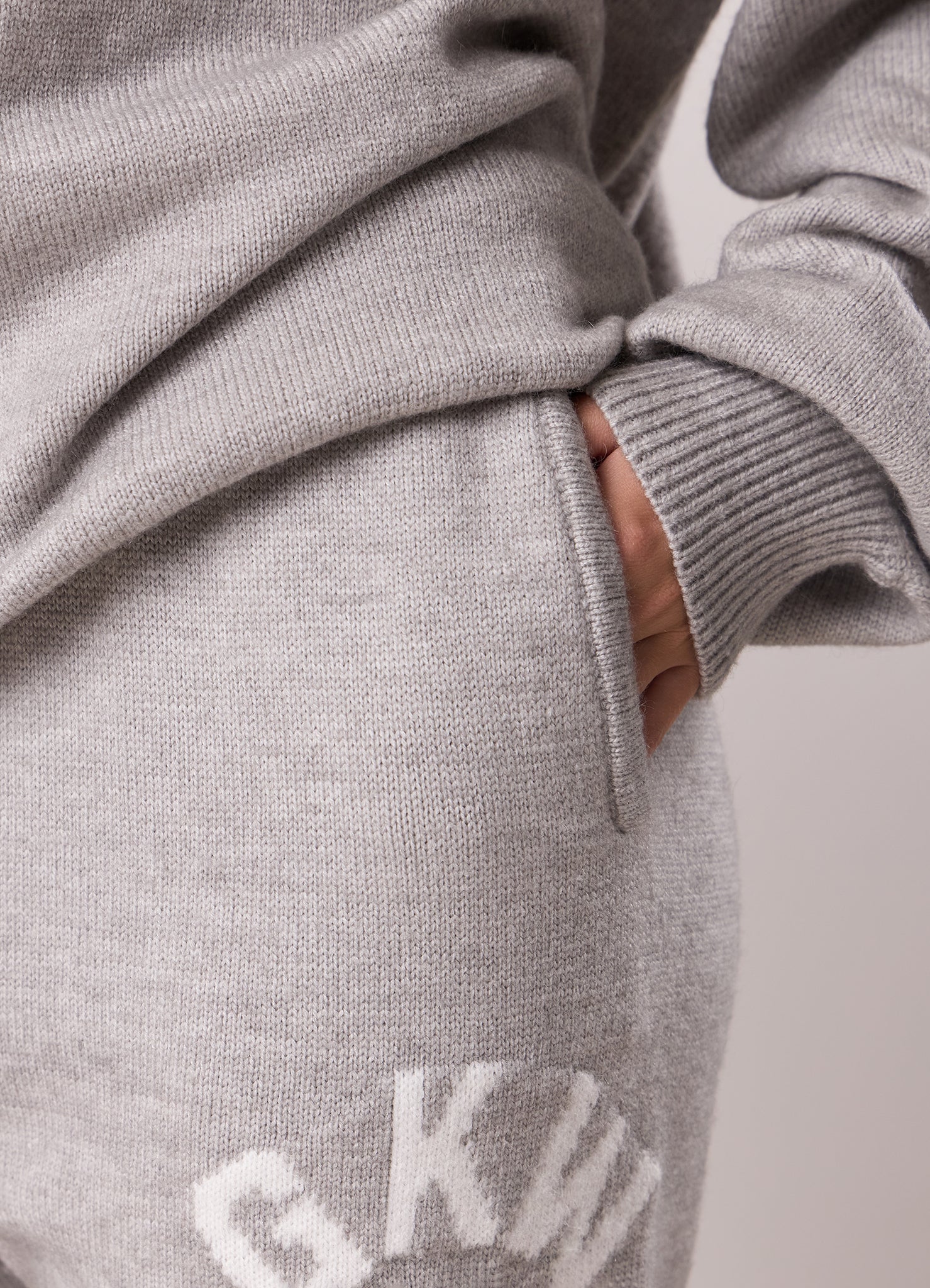 Gym King Restore Knit Straight Leg Jogger - Light Grey Marl
