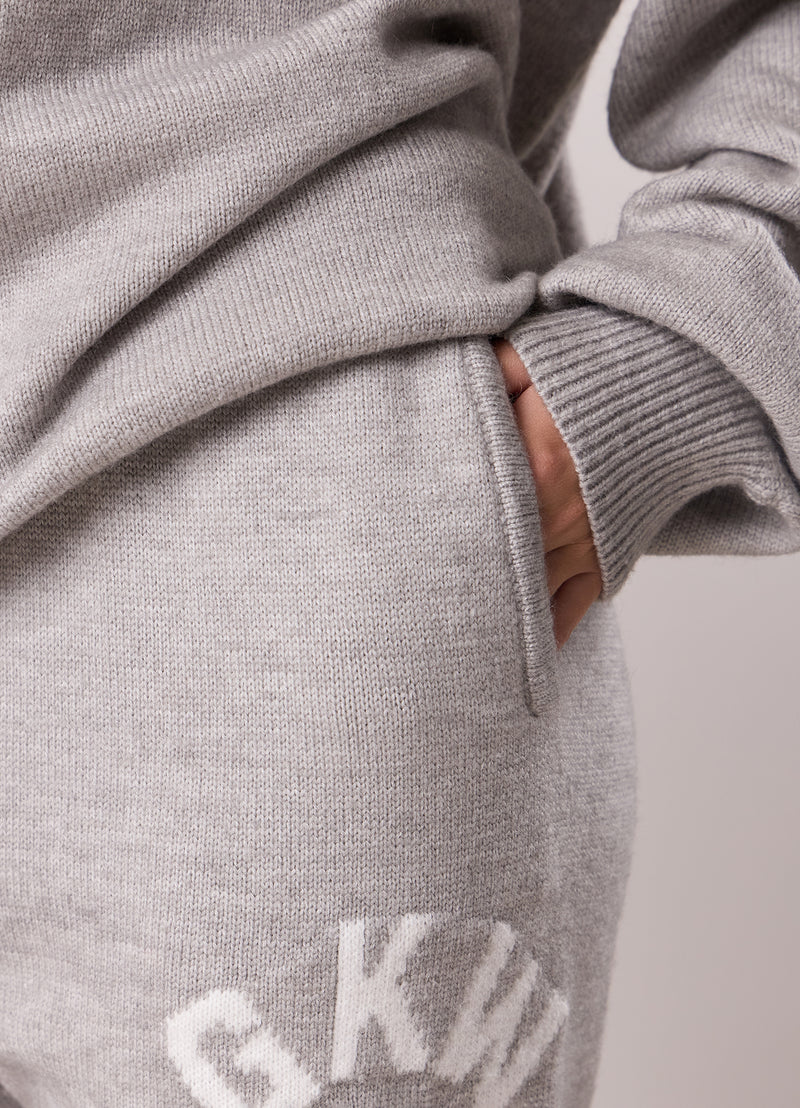 Gym King Restore Knit Straight Leg Jogger - Light Grey Marl