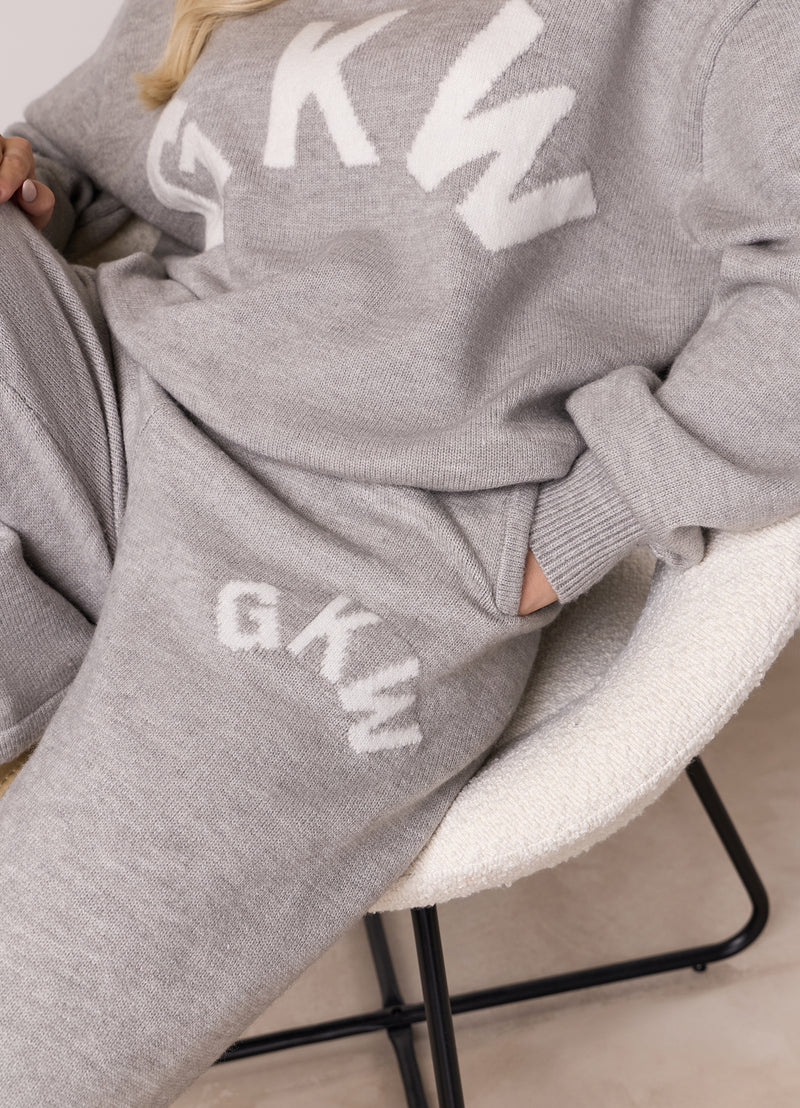 Gym King Restore Knit Straight Leg Jogger - Light Grey Marl