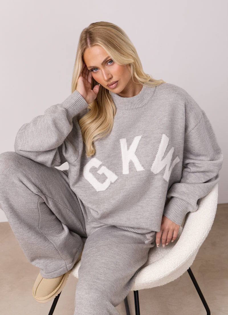 Gym King Restore Knit Crew - Light Grey Marl