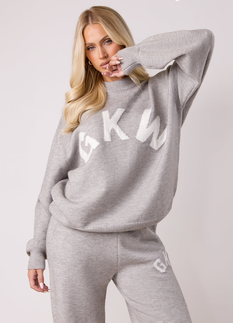 Gym King Restore Knit Crew - Light Grey Marl
