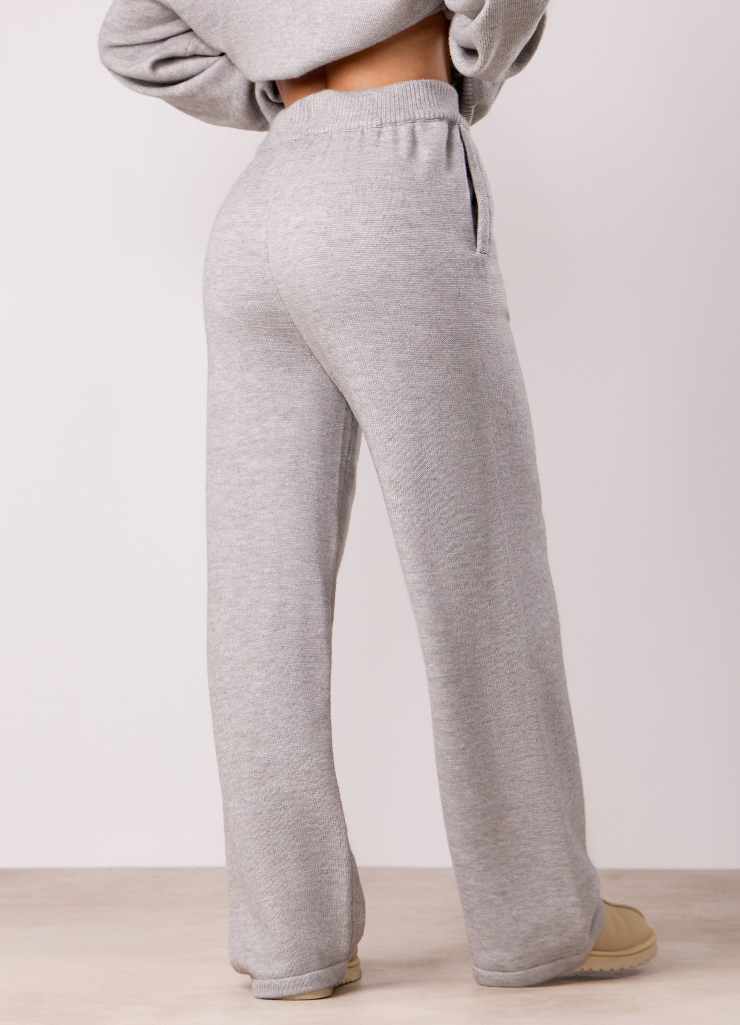 Gym King Restore Knit Straight Leg Jogger - Light Grey Marl