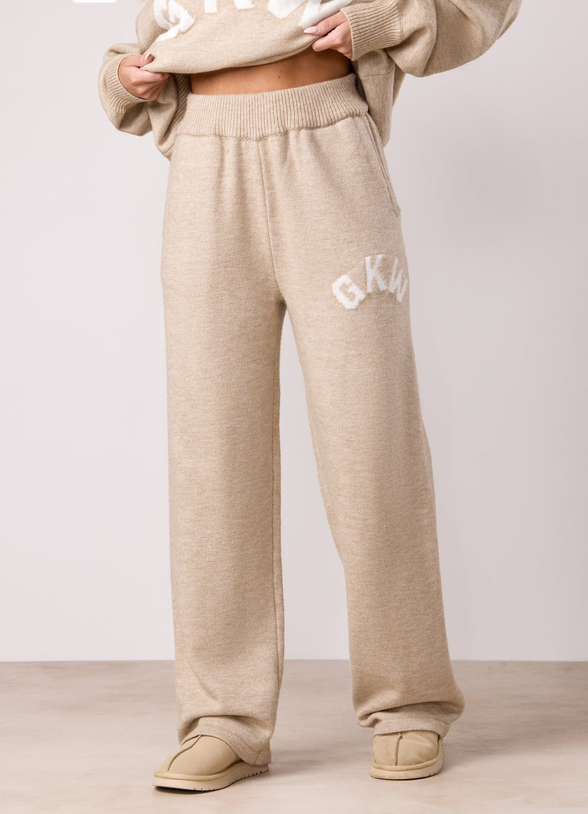 Gym King Restore Knit Straight Leg Jogger - Oatmeal Marl