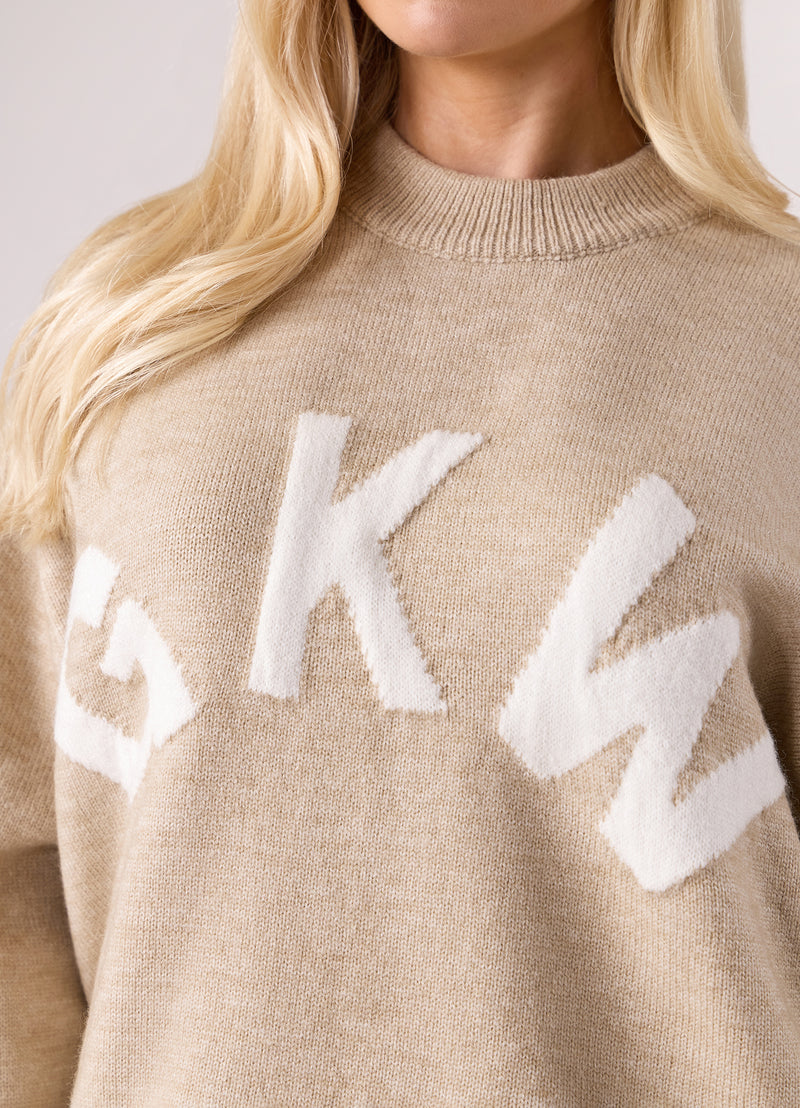 Gym King Restore Knit Crew - Oatmeal Marl