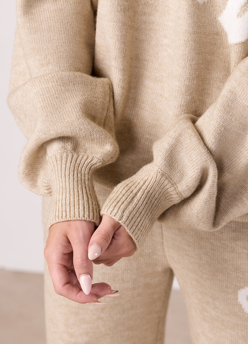 Gym King Restore Knit Crew - Oatmeal Marl