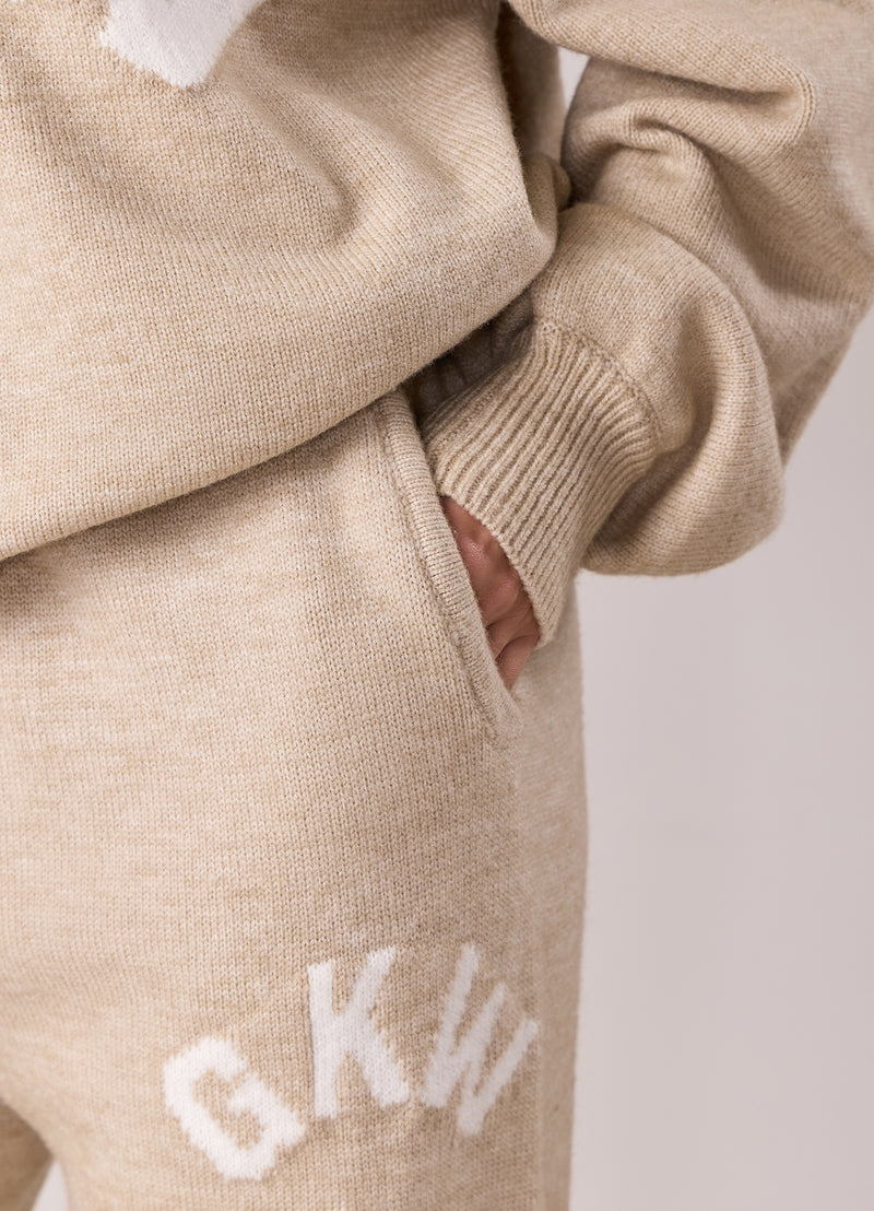 Gym King Restore Knit Straight Leg Jogger - Oatmeal Marl