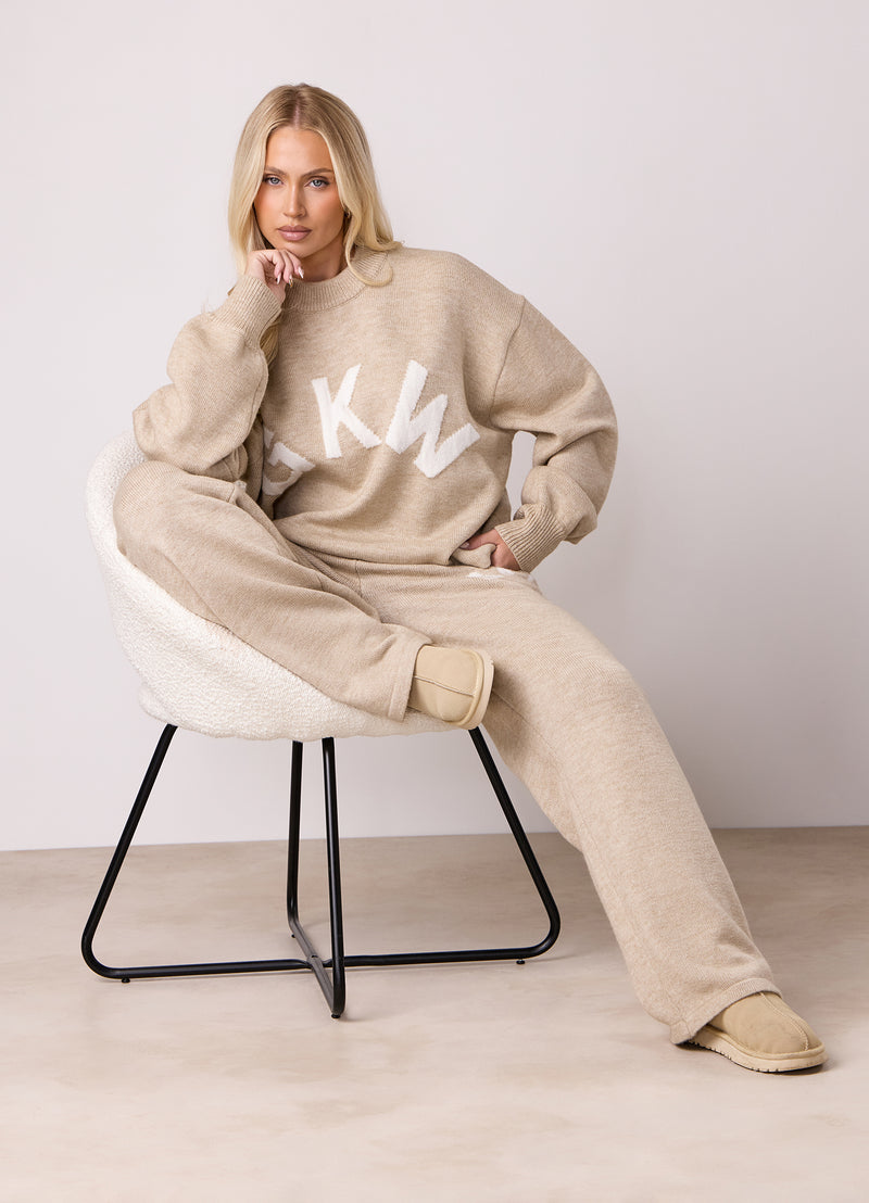 Gym King Restore Knit Straight Leg Jogger - Oatmeal Marl