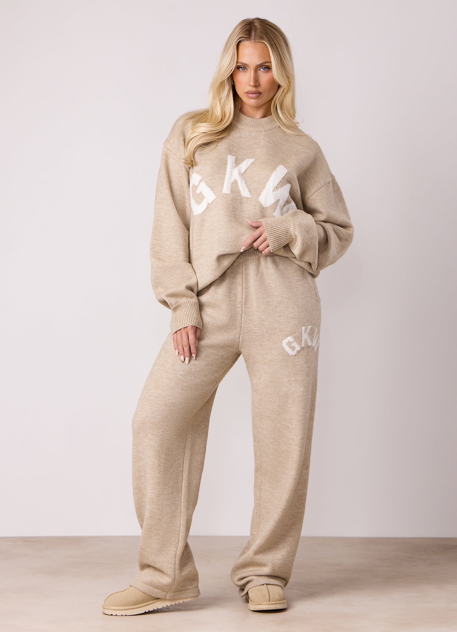 Gym King Restore Knit Straight Leg Jogger - Oatmeal Marl