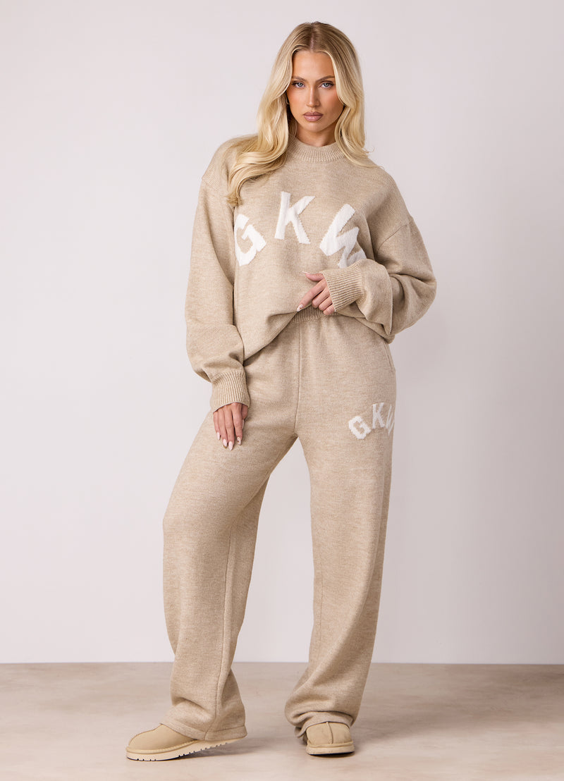 Gym King Restore Knit Straight Leg Jogger - Oatmeal Marl