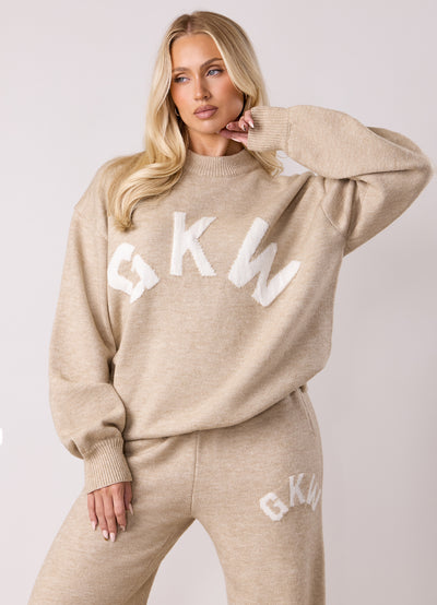 Gym King Restore Knit Crew - Oatmeal Marl