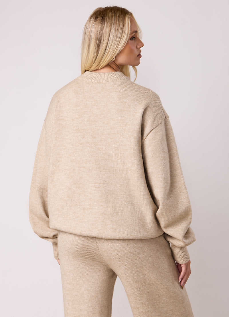 Gym King Restore Knit Crew - Oatmeal Marl