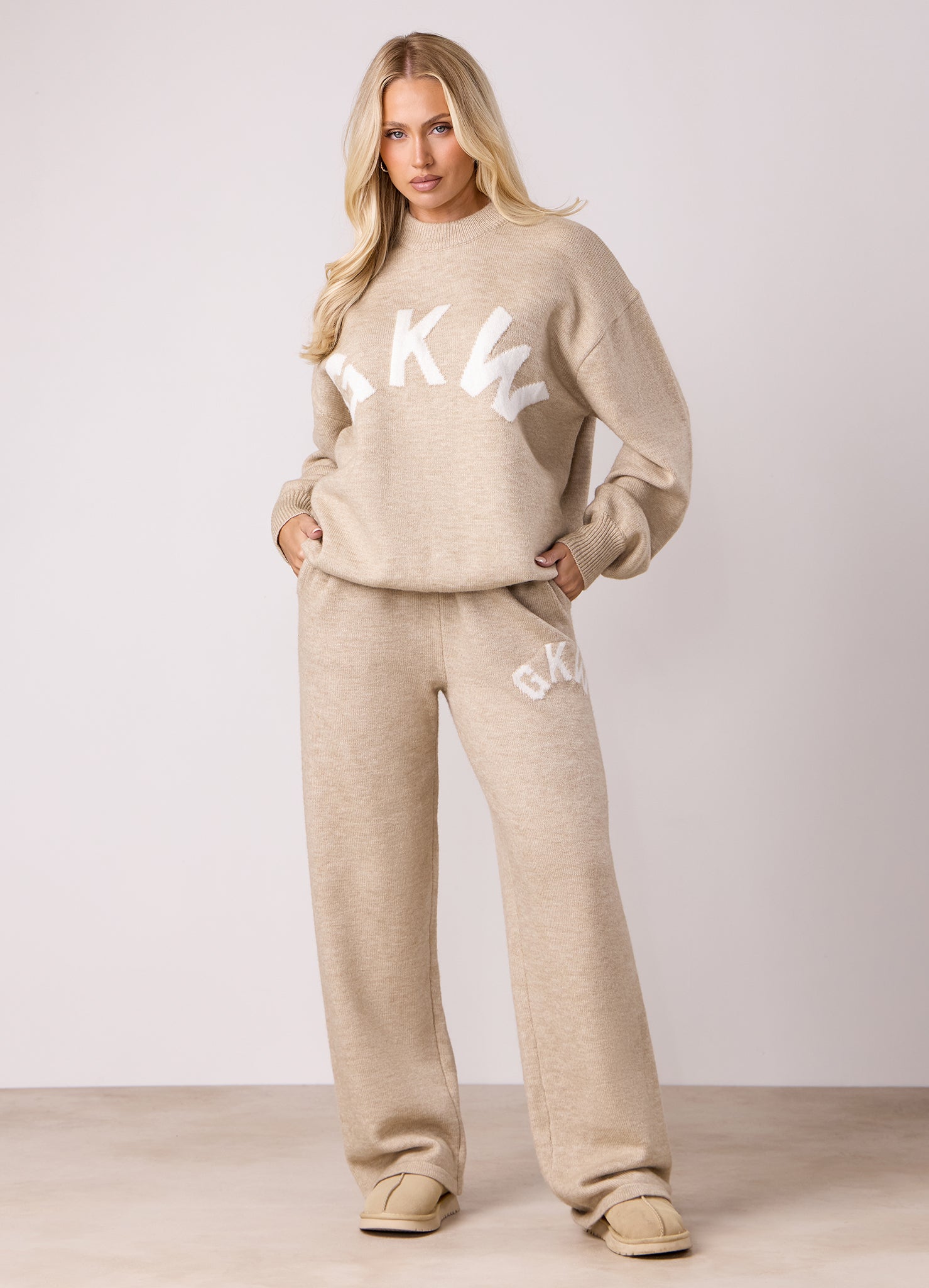Gym King Restore Knit Straight Leg Jogger - Oatmeal Marl