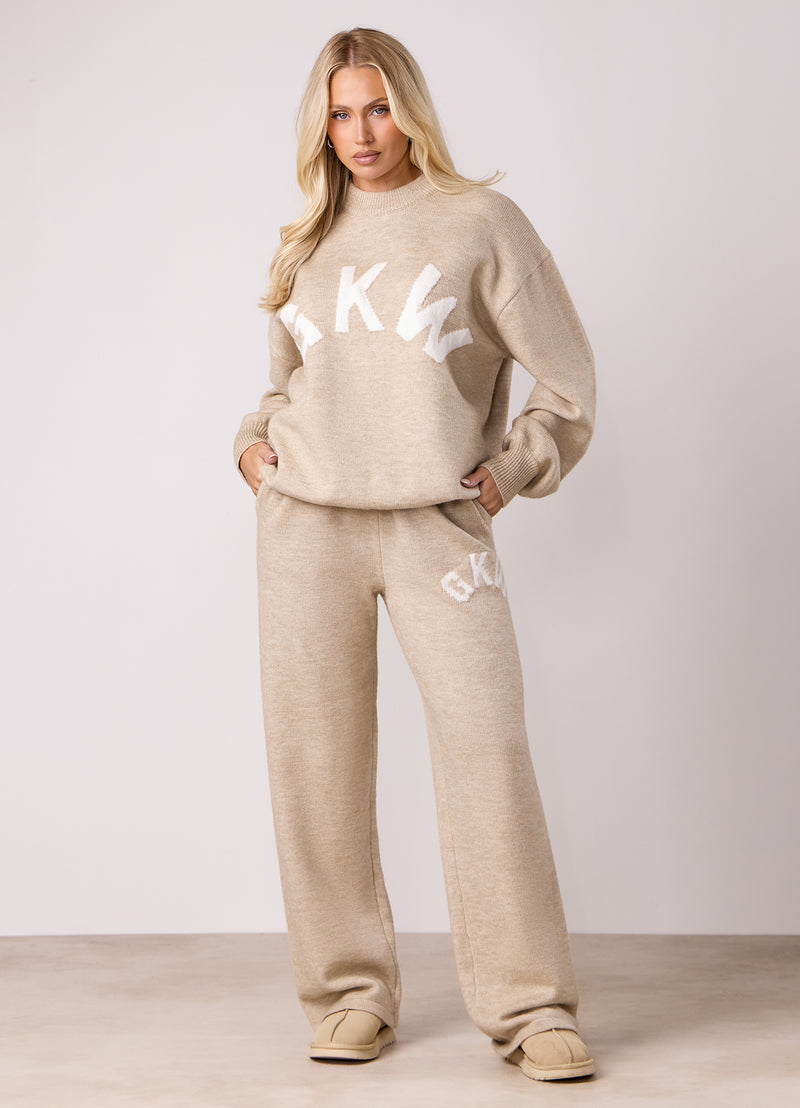 Gym King Restore Knit Straight Leg Jogger - Oatmeal Marl