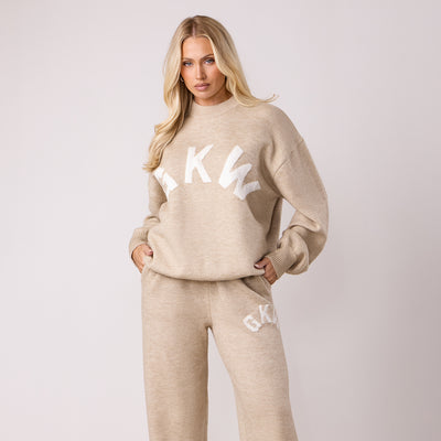 Gym King Restore Knit Crew Knitted Set - Oatmeal Marl