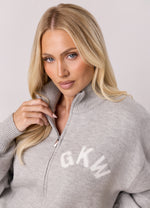 Gym King Restore Knit Full Zip Funnel Knitted Set - Light Grey Marl