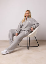 Gym King Restore Knit Full Zip Funnel Knitted Set - Light Grey Marl