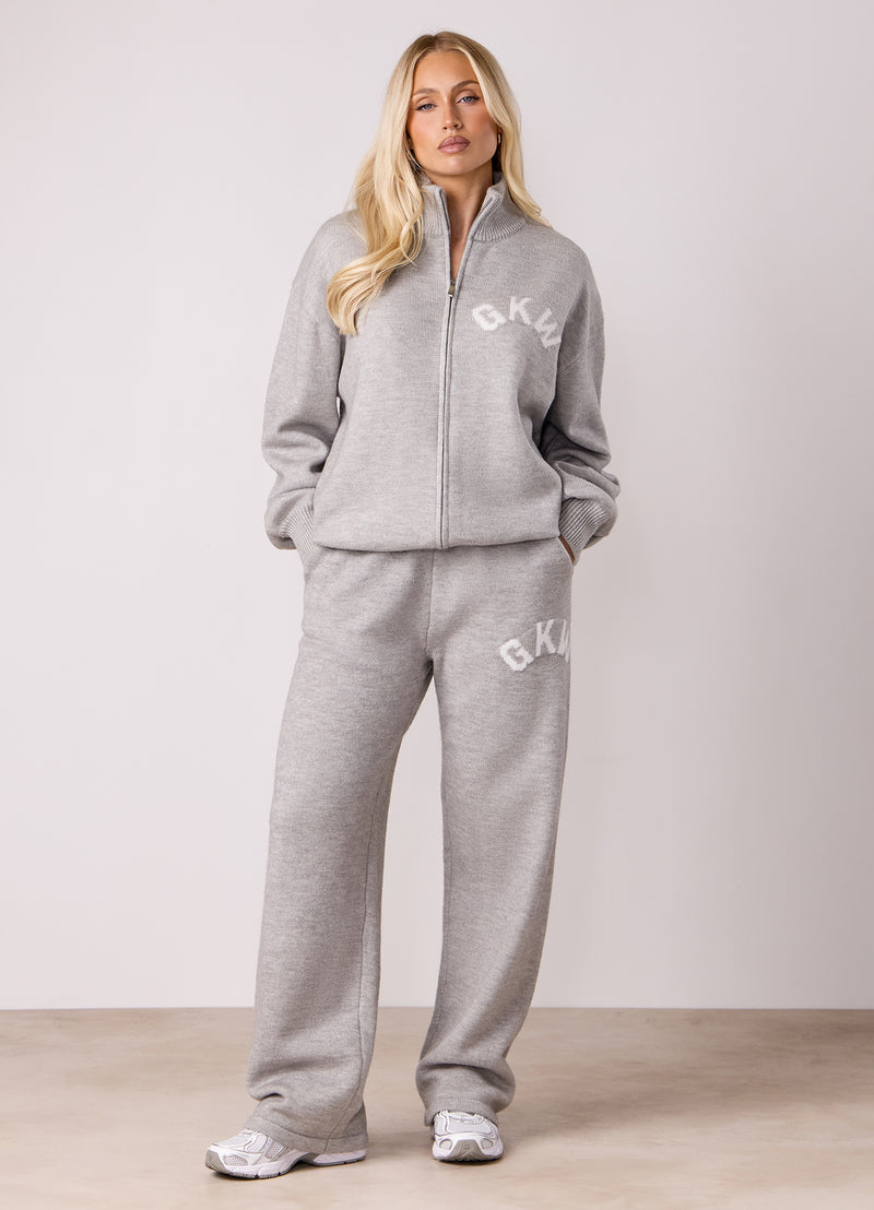 Gym King Restore Knit Full Zip Funnel - Light Grey Marl