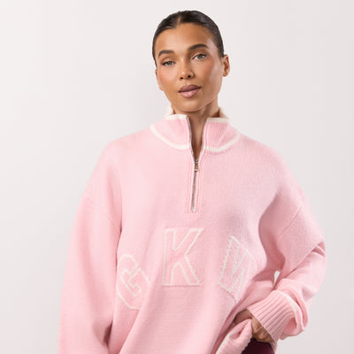 Gym King Restore Knit 1/4 Zip Funnel - Peach Blush