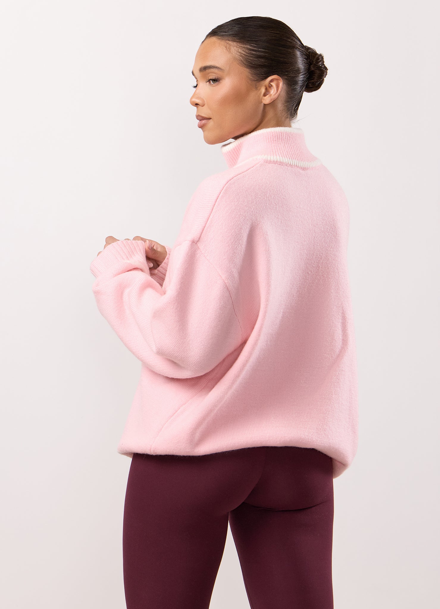 Gym King Restore Knit 1/4 Zip Funnel - Peach Blush