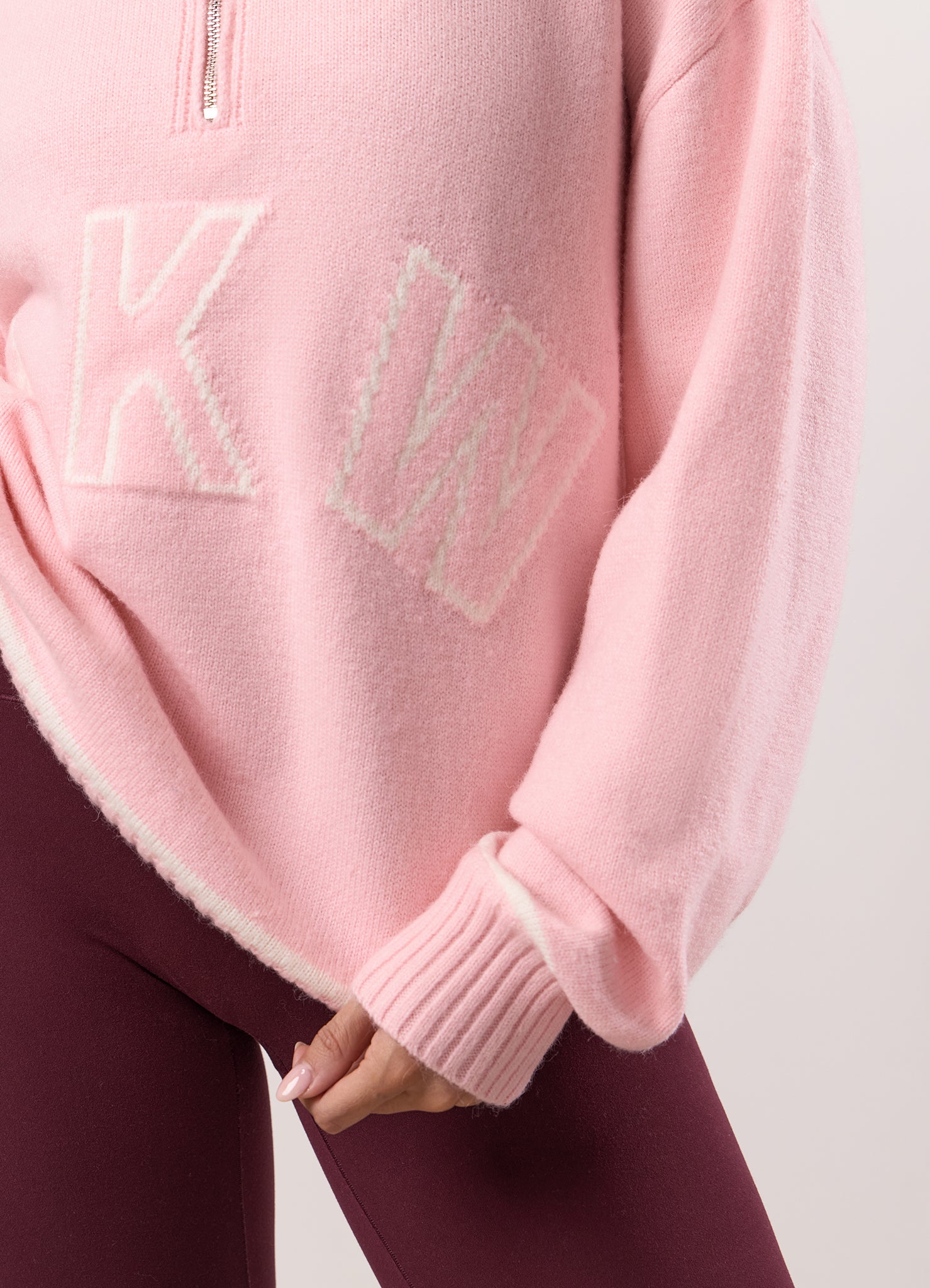 Gym King Restore Knit 1/4 Zip Funnel - Peach Blush
