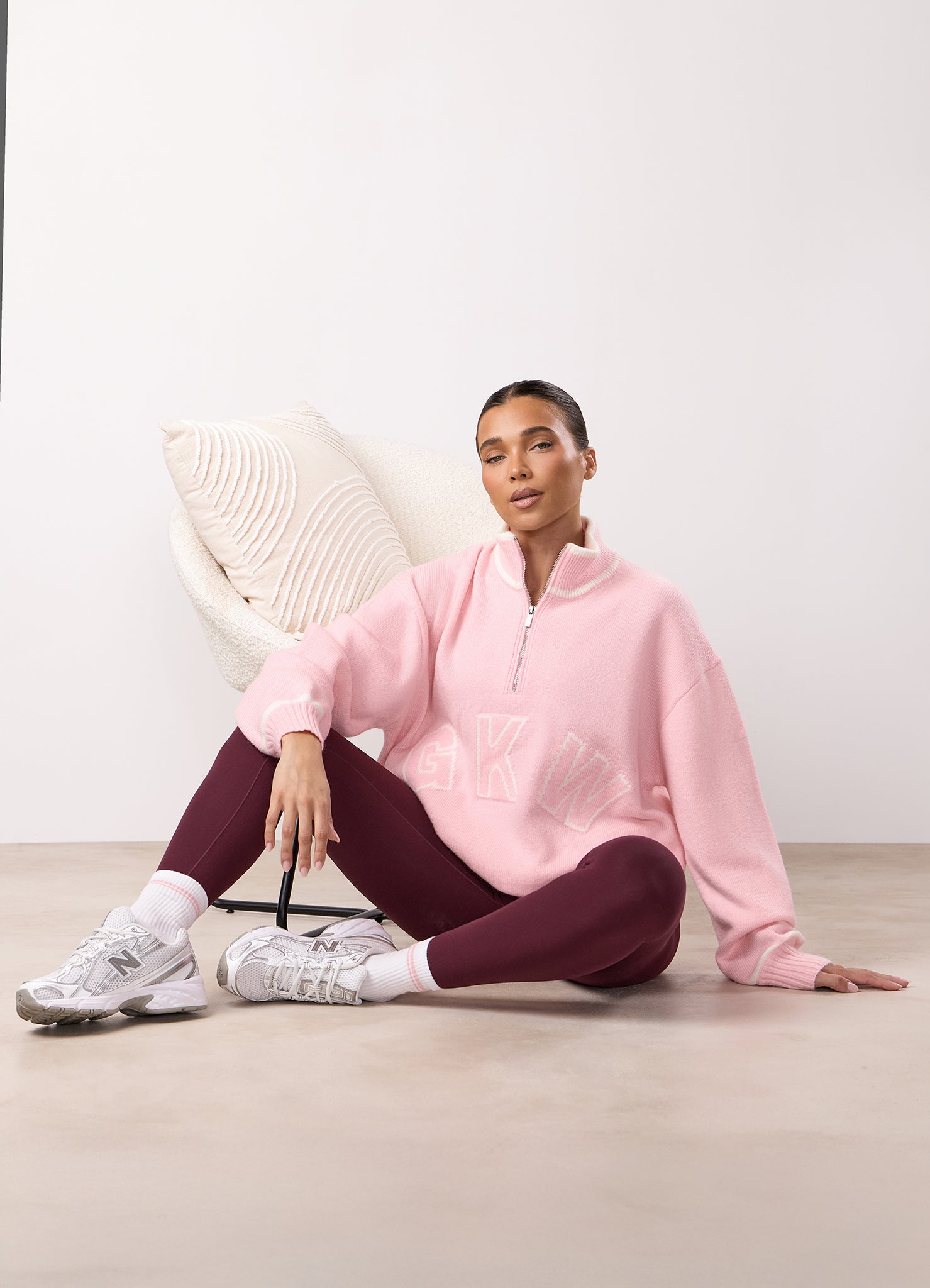 Gym King Restore Knit 1/4 Zip Funnel - Peach Blush