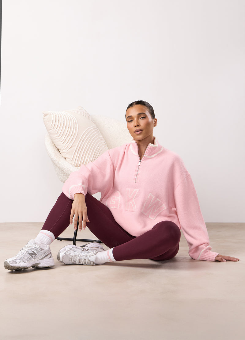 Gym King Restore Knit 1/4 Zip Funnel - Peach Blush