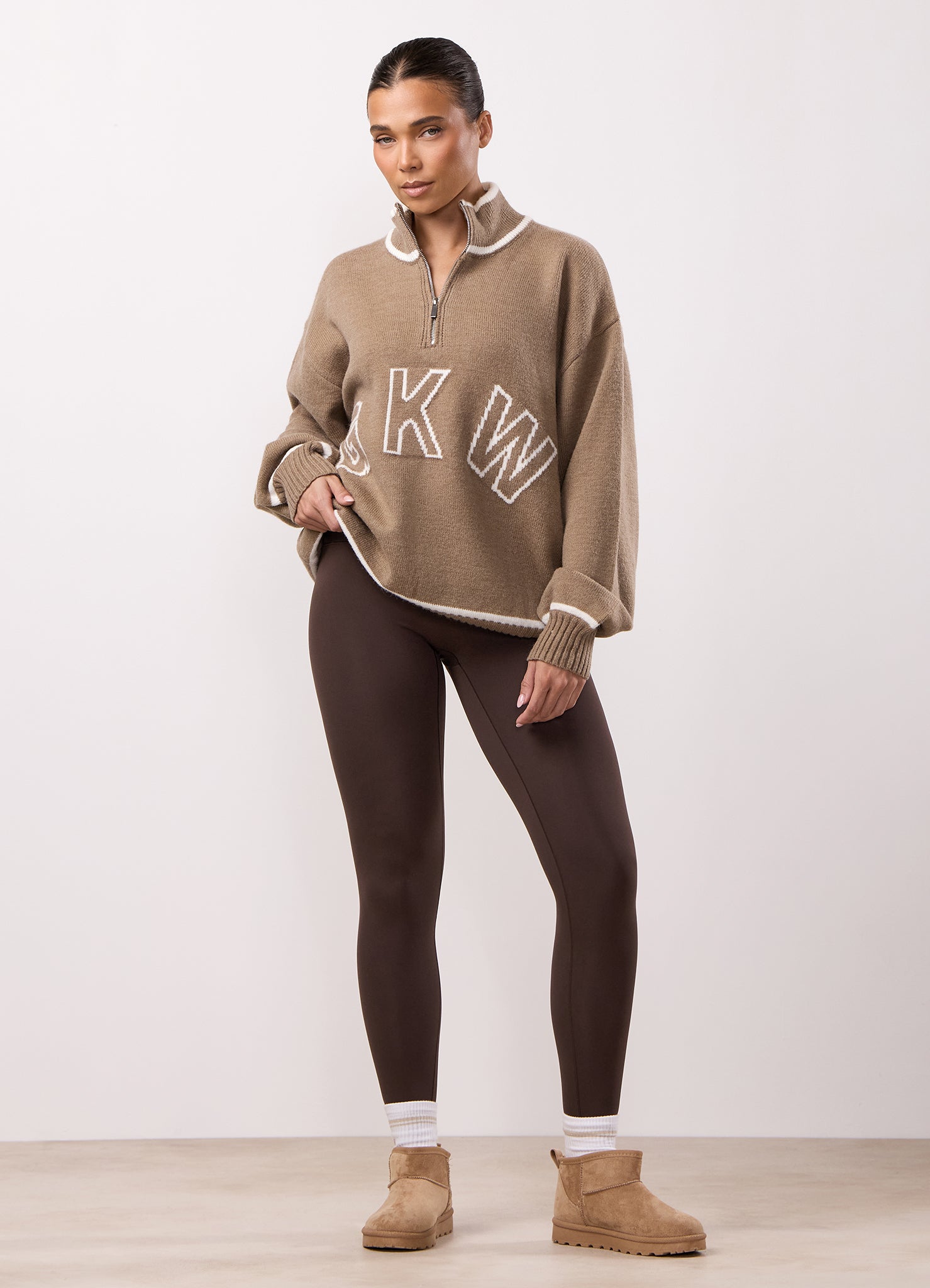 Gym King Restore Knit 1/4 Zip Funnel - Truffle