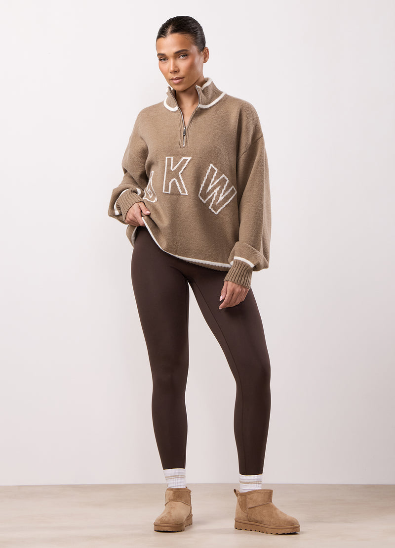 Gym King Restore Knit 1/4 Zip Funnel - Truffle
