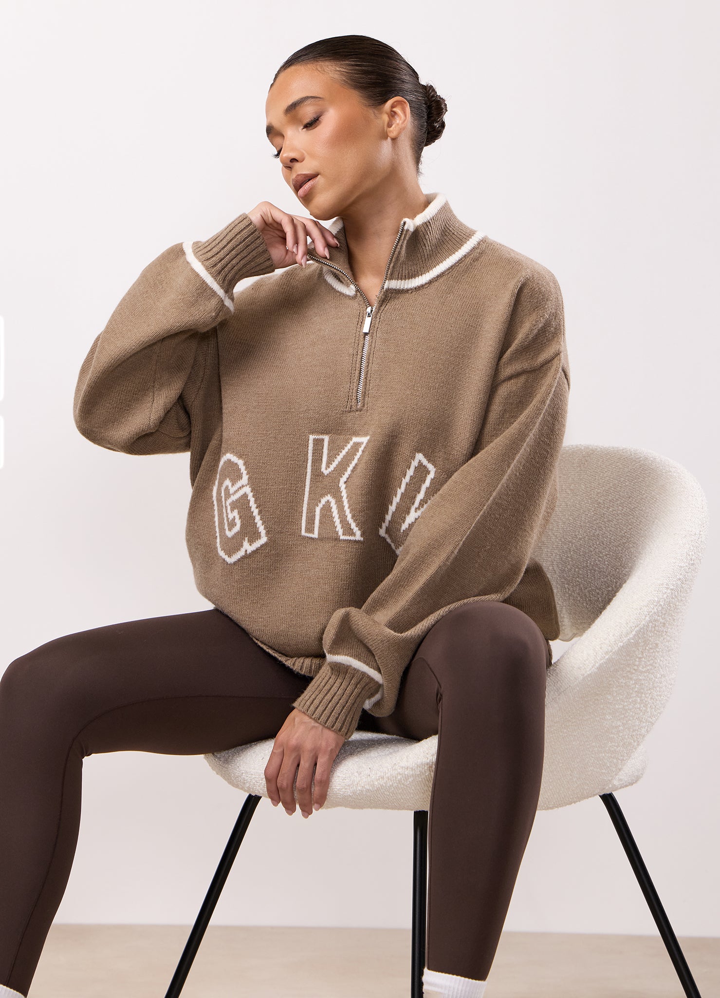 Gym King Restore Knit 1/4 Zip Funnel - Truffle
