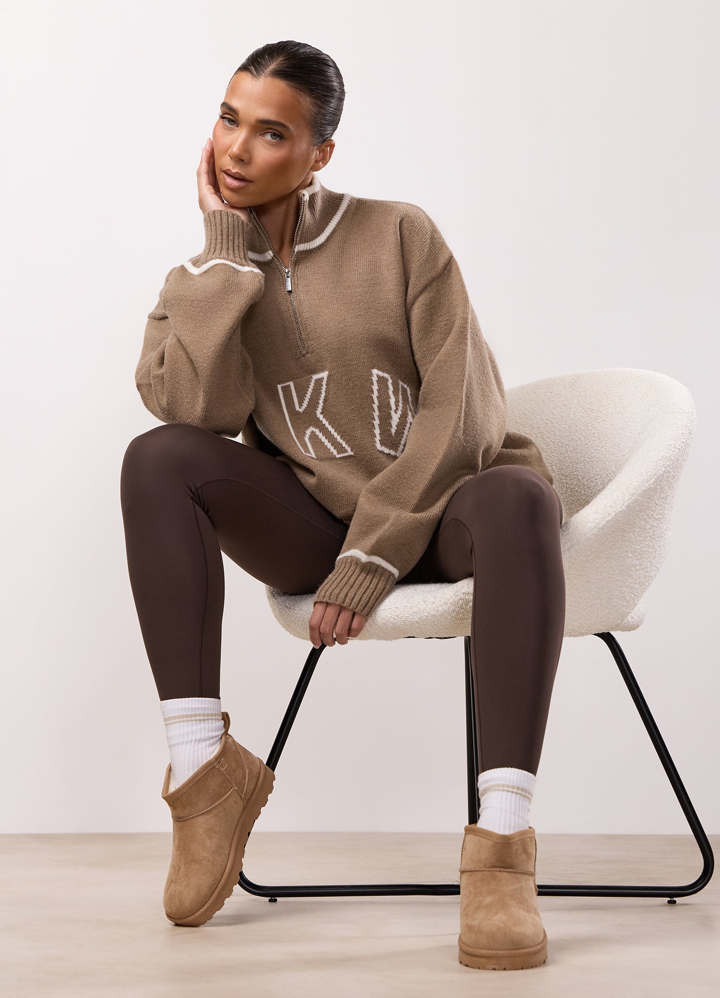 Gym King Restore Knit 1/4 Zip Funnel - Truffle