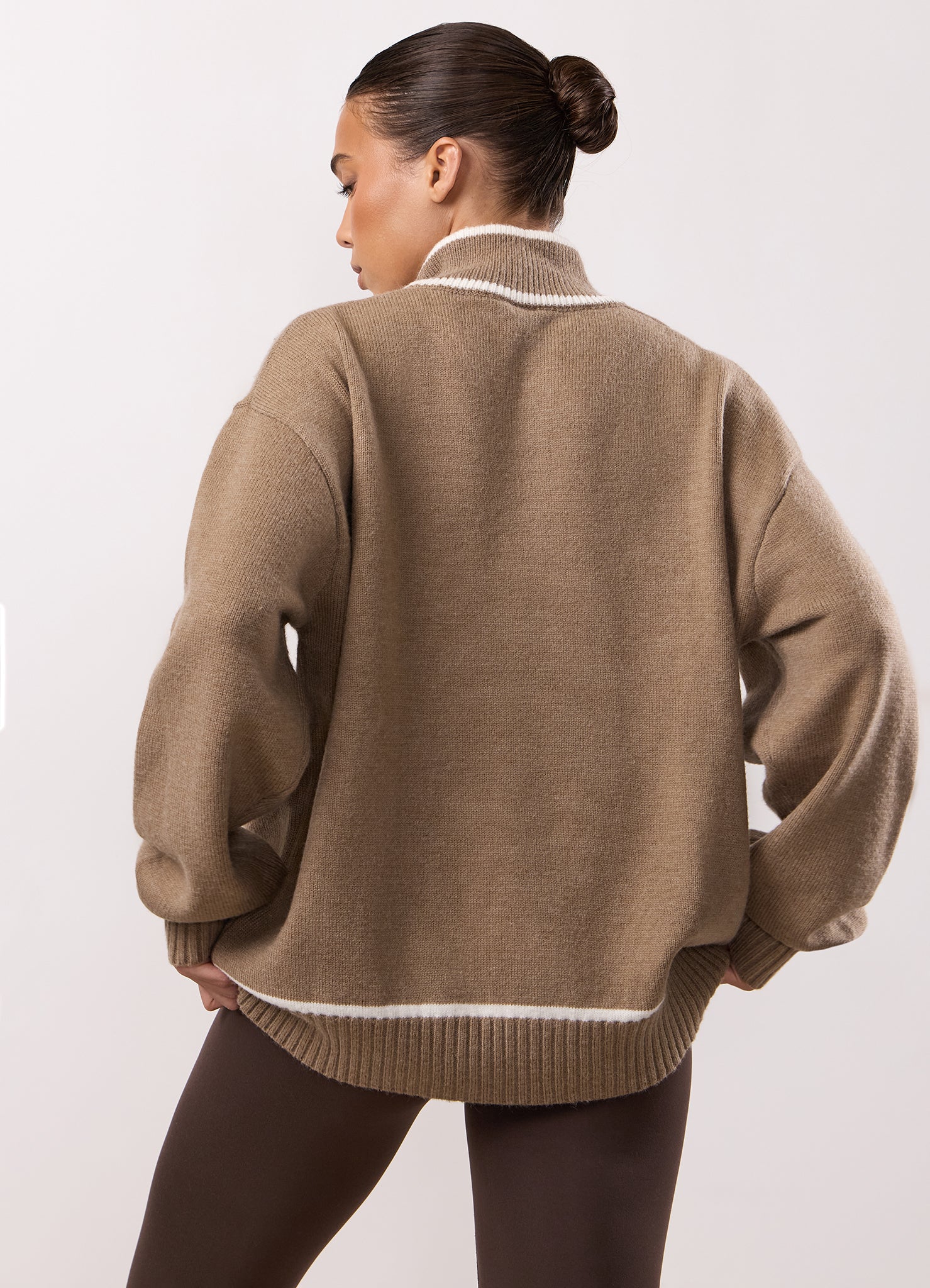 Gym King Restore Knit 1/4 Zip Funnel - Truffle