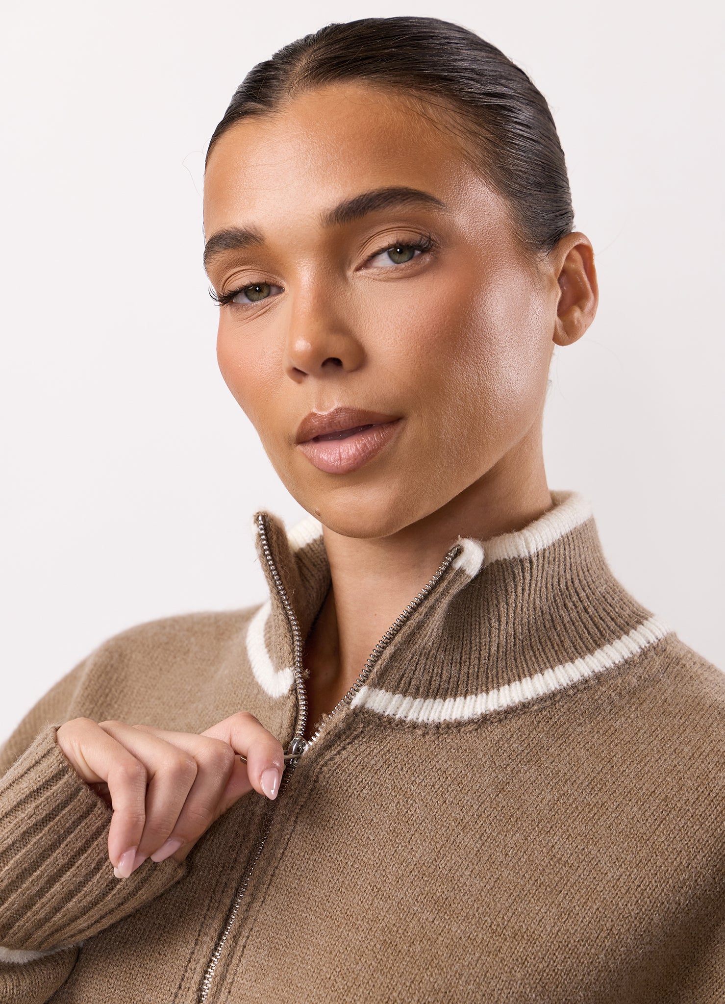 Gym King Restore Knit 1/4 Zip Funnel - Truffle